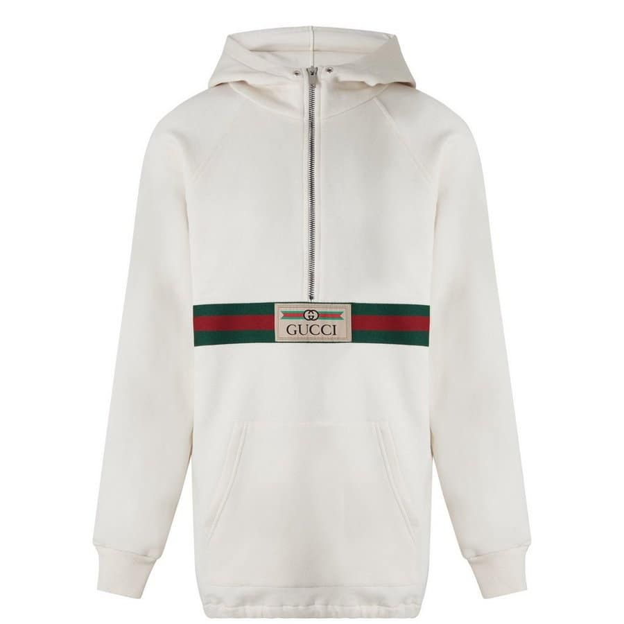 Gucci Cotton Half Zip Long Sleeve Hoodie
